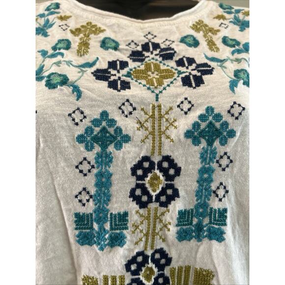 Sundance Embroidered Floral Serafina Short Sleeve T-Shirt Top Size Small Womens - Picture 6 of 14